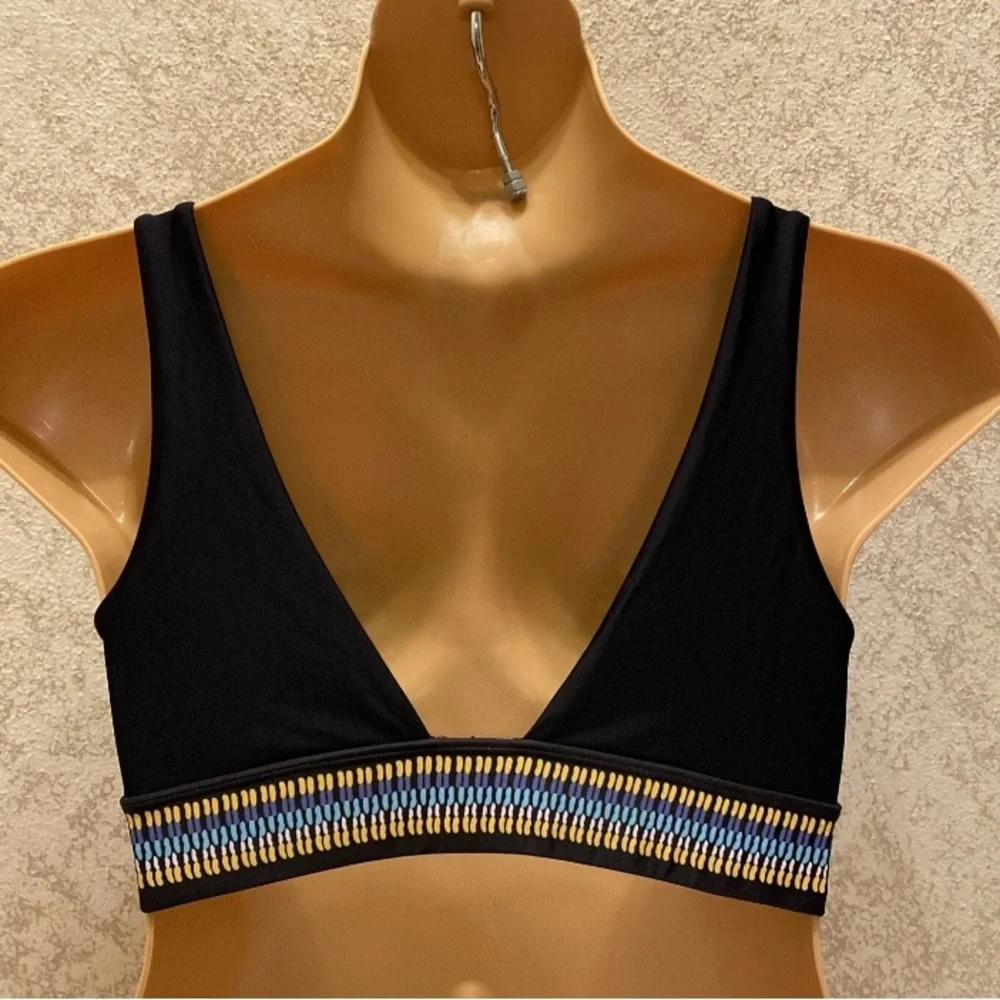 SHEIN Black Bikini Top with Blue and Gold Details